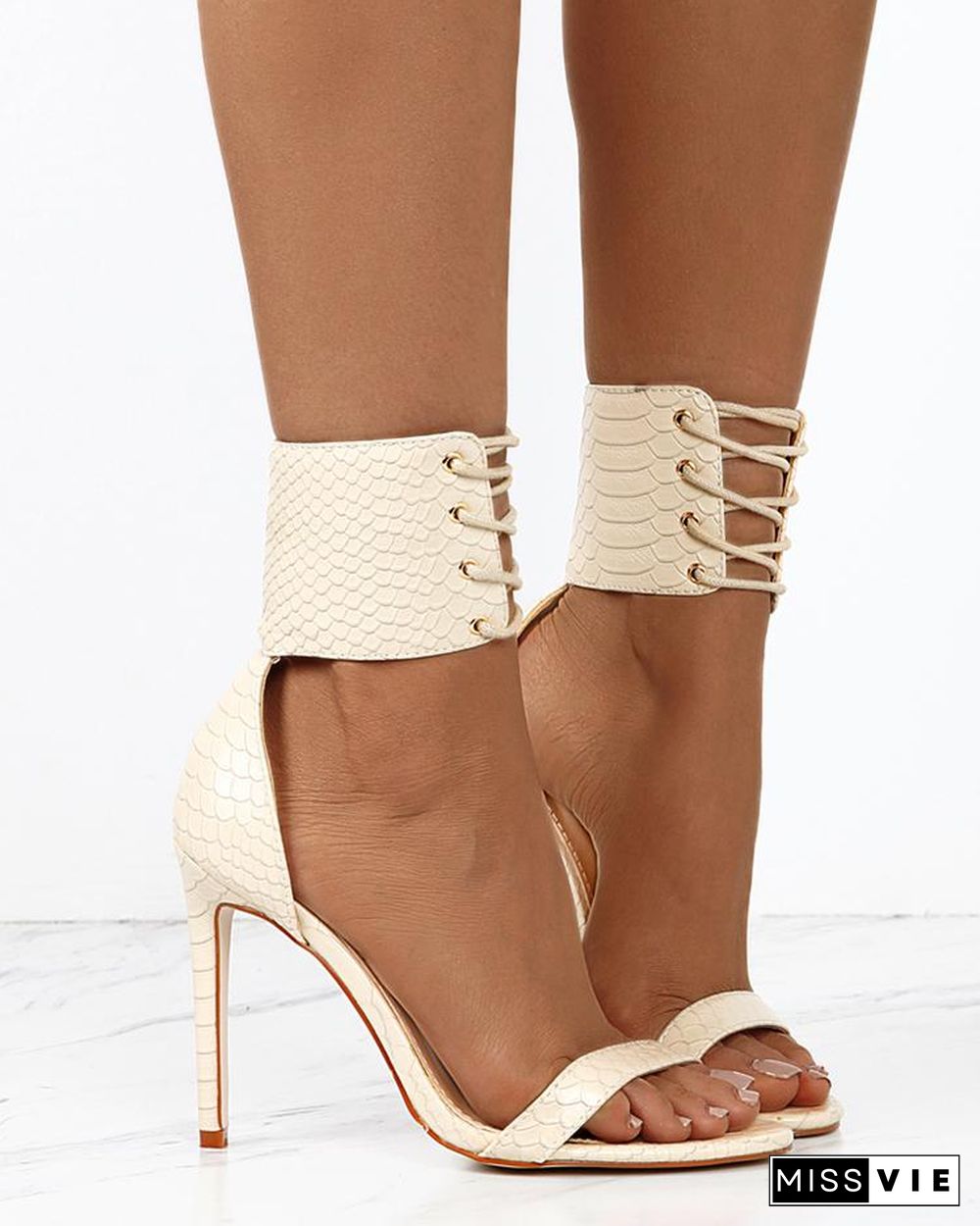 Cut Out Lace Up Thin Heels Sandals