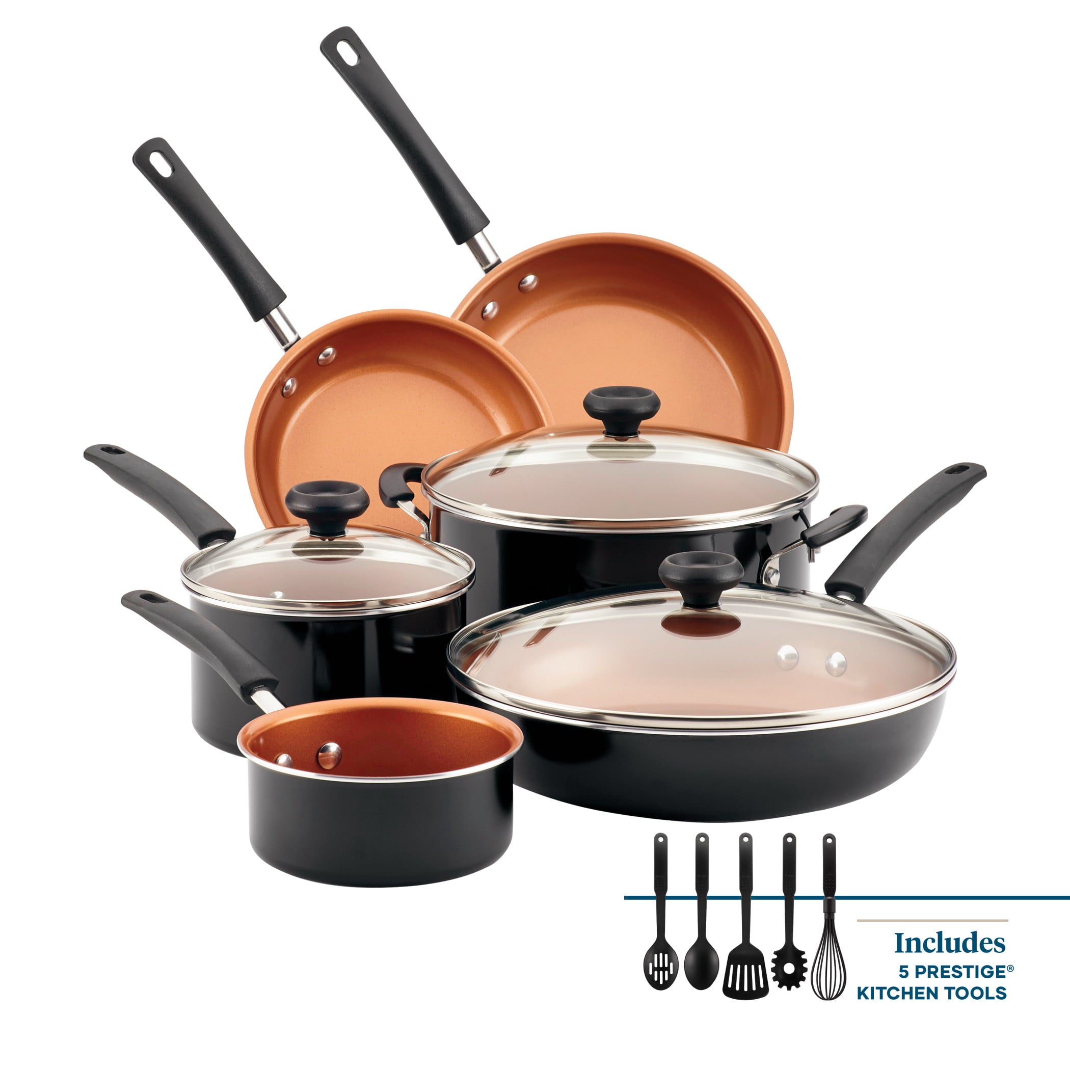 Farberware 14-Piece Easy Clean Pro Ceramic Nonstick Cookware Set, Black