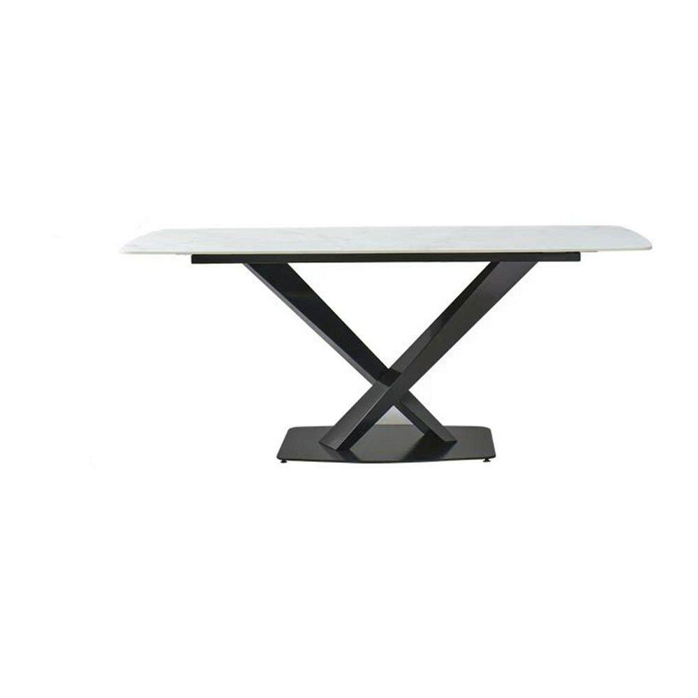 62.99 in. Rectangle Black Artificial Stone Top Dining Table with Frame SXB52336