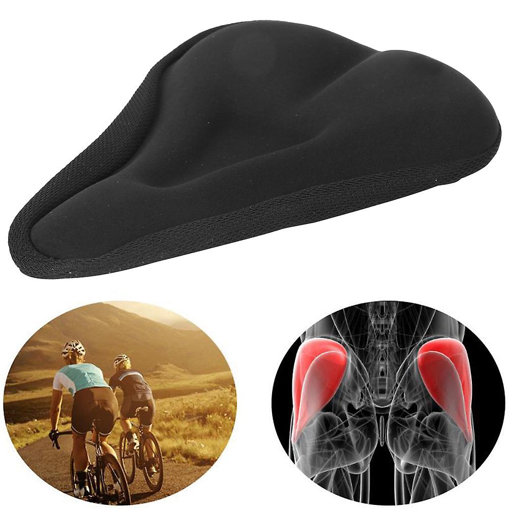 Bike Bicycle Silica Gel Pad Cushion Cover Mountain Bike Saddle Cover With Notch Riding Equipmentblack