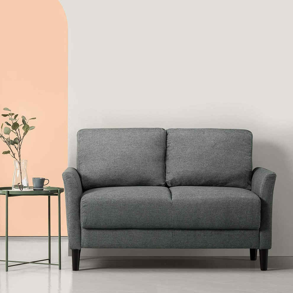 Contemporary Loveseat  Tapered Legs With Polyester Upholstered Seat   Midcentury   Loveseats   by Decor Love  Houzz