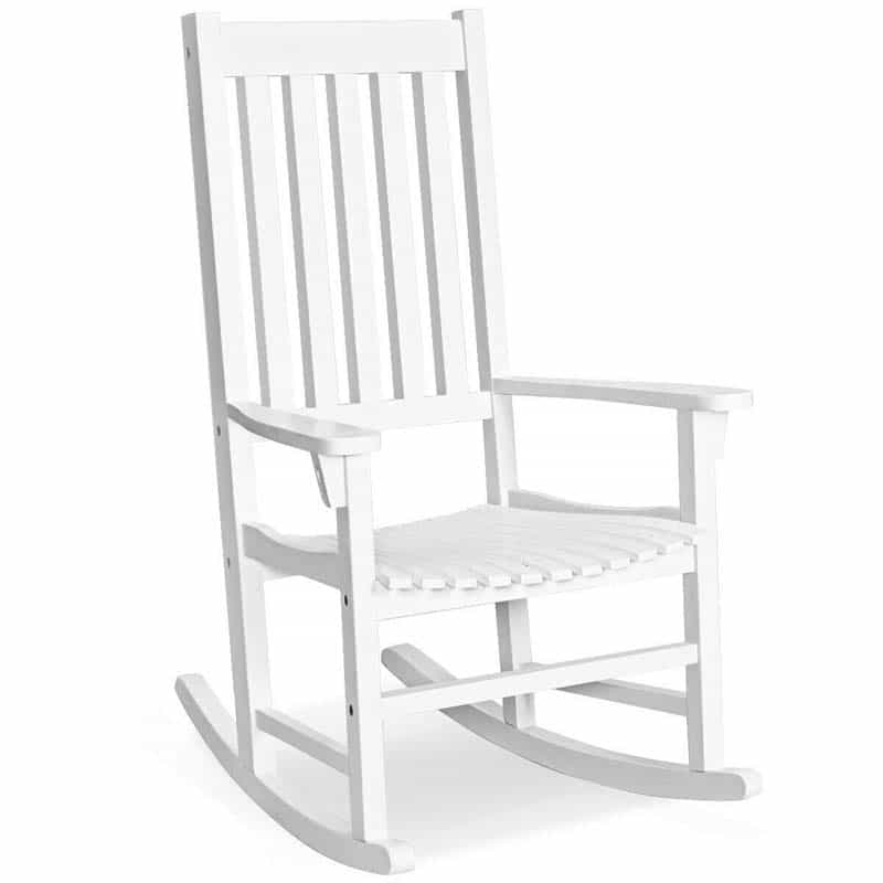 Outdoor Acacia Wood High Back Rocking Chair Porch Rocker