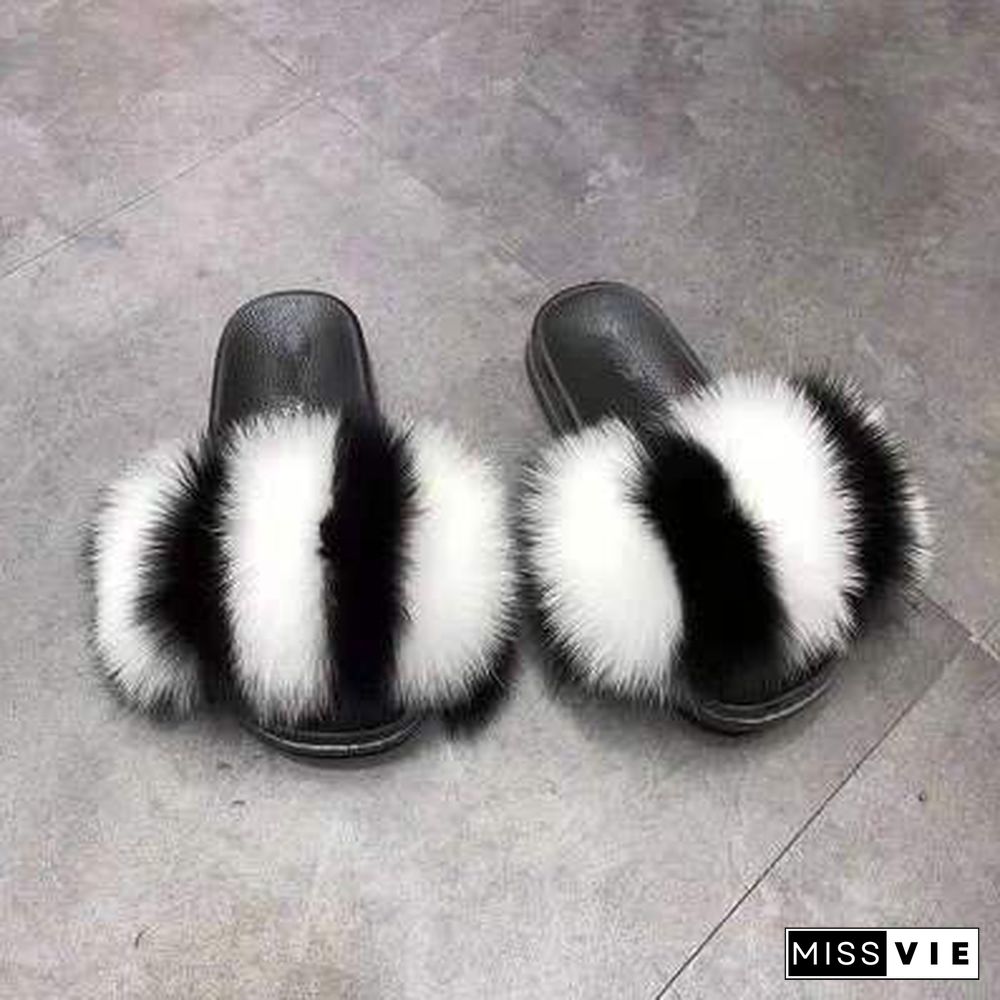 Furry Slippers Flat Half-drag Slippers