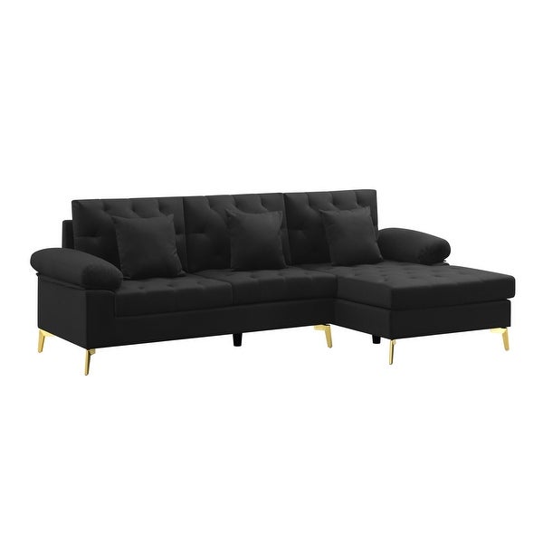 3 Seat L-shaped Sectional Sofa Velvet Upholstered Sofa and Right Hand Facing Chaise