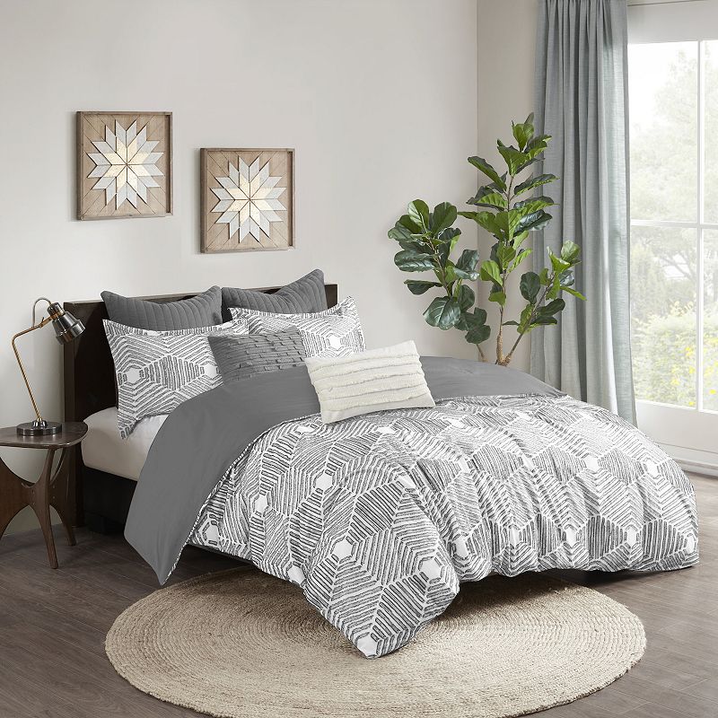 INK+IVY Ellipse Cotton Jacquard Duvet Cover Set with Shams