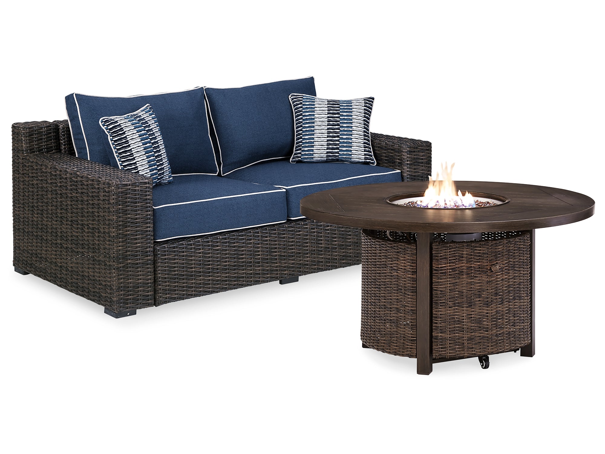 Grasson Lane Outdoor Loveseat with Fire Pit Table