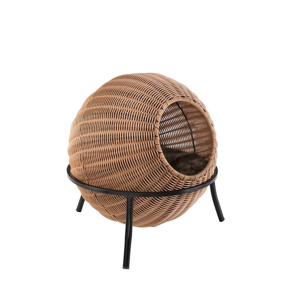 Sam's Pets Nala Medium Brown Wicker Cat Condo Bed SP-CB1294BR