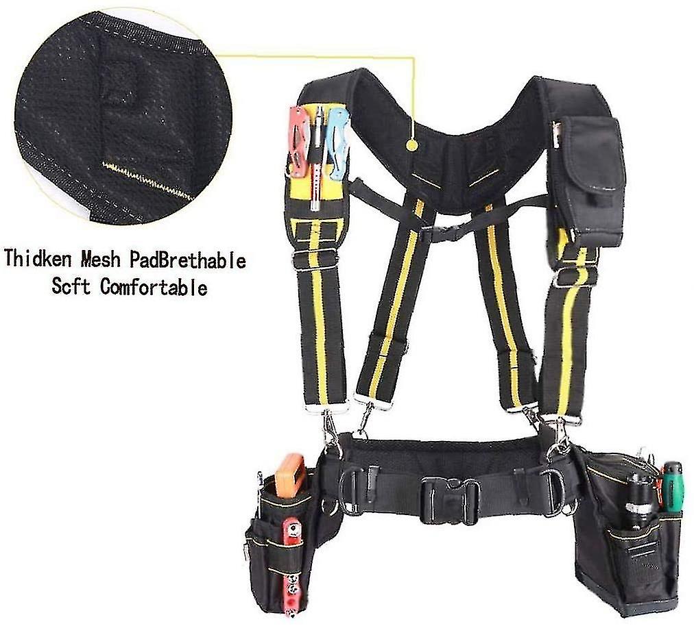 Tool Belt Suspenders Padded Heavy Duty Adjustable Strap With Pocket Clips For