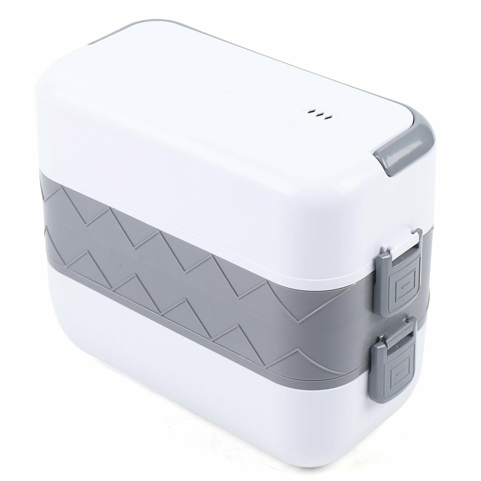 Oukaning 2 Layer Electric Heated Lunch Box Portable Food Warmer Stainless Steel 110V