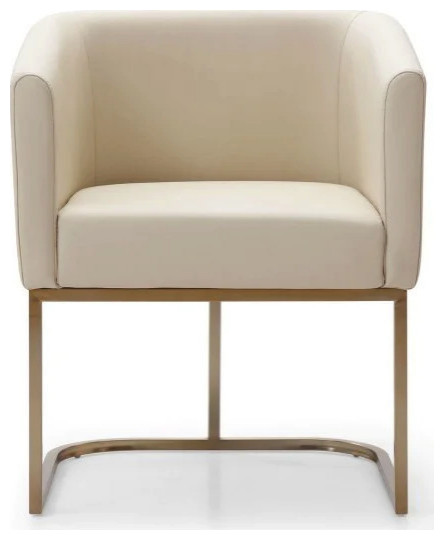 Virgie Modern Beige Bonded and Antique Brass Dining Chair  Set of 2   Contemporary   Dining Chairs   by V.S.D Furniture  Houzz