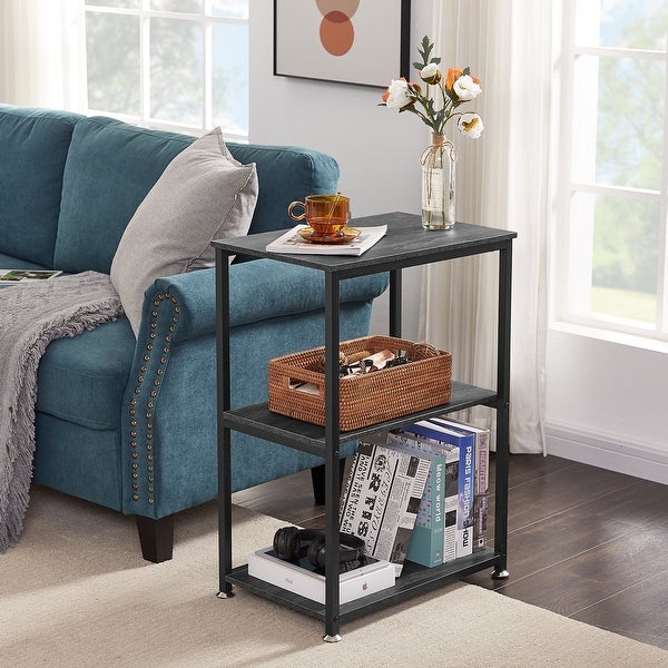 Javlergo Industrial End Side Tables Nightstand with 3-Tier Storage Shelf