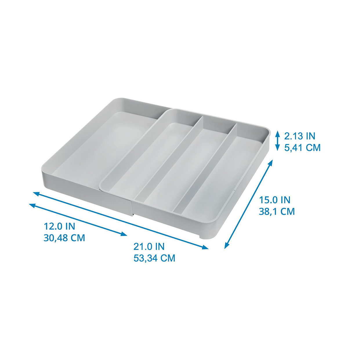 iDesign Gray Expandable Utensil Tray