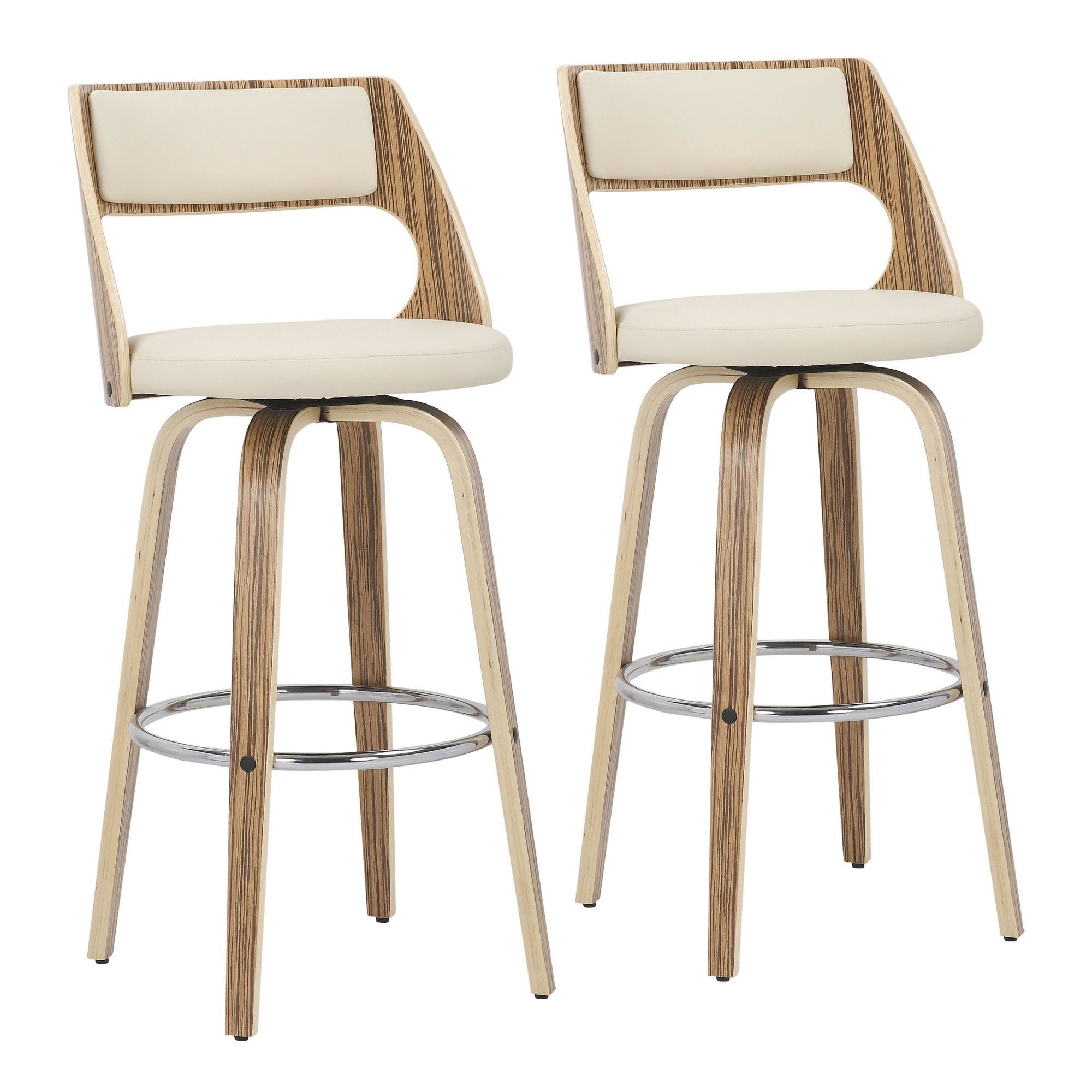 Cecina 30'' Fixed Height Barstool with Swivel in Cream Faux - Set of 2 - 18.5