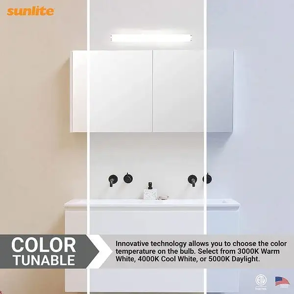 Sunlite 18 in. Brushed Nickel LED with Adjustable CCT 3000K 4000K 5000K Dimmable 1400 Lumen Linear Bar Vanity Light