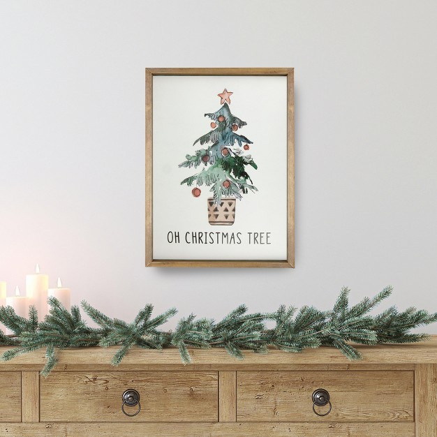 Wooden Framed quot oh Christmas Tree quot Wall Art Decoration