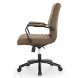 Modern Comfort Winsley Bonded Leather Mid-Back Manager's Chair， Brown/Black， BIFMA Certified