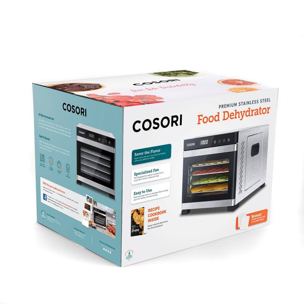 Cosori 6 Trays Premium Stainless Steel Food Dehydrator with Mesh Screen and Fruit Roll Sheet KAAPFDCSNUS0003