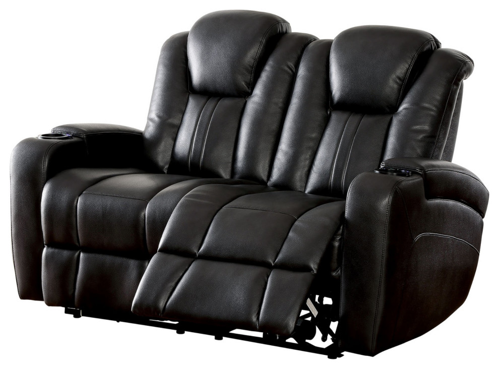 Zaurak Contemporary Style Love Seat  Dark Gray   Contemporary   Loveseats   by VirVentures  Houzz