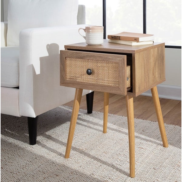 Ailani Side Table with Rattan Accent