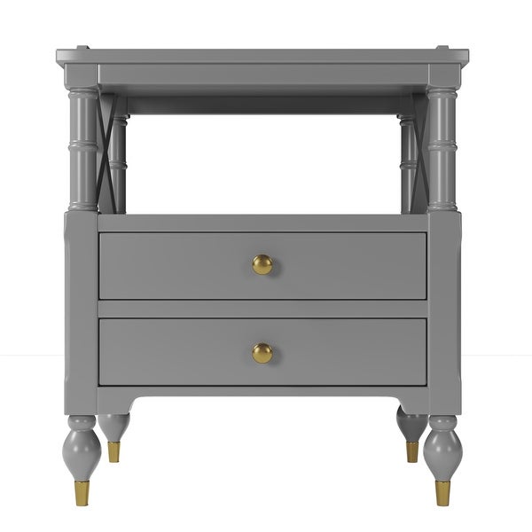 Modern Gray 2 Drawer Nightstand