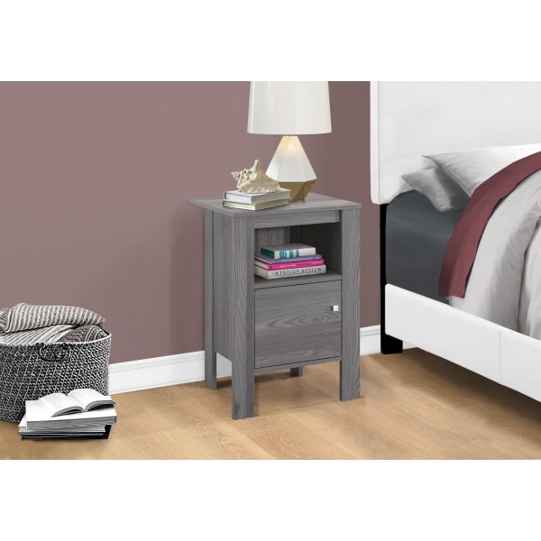 Accent Table， Side， End， Nightstand， Lamp， Storage， Living Room， Bedroom， Grey Laminate， Transitional