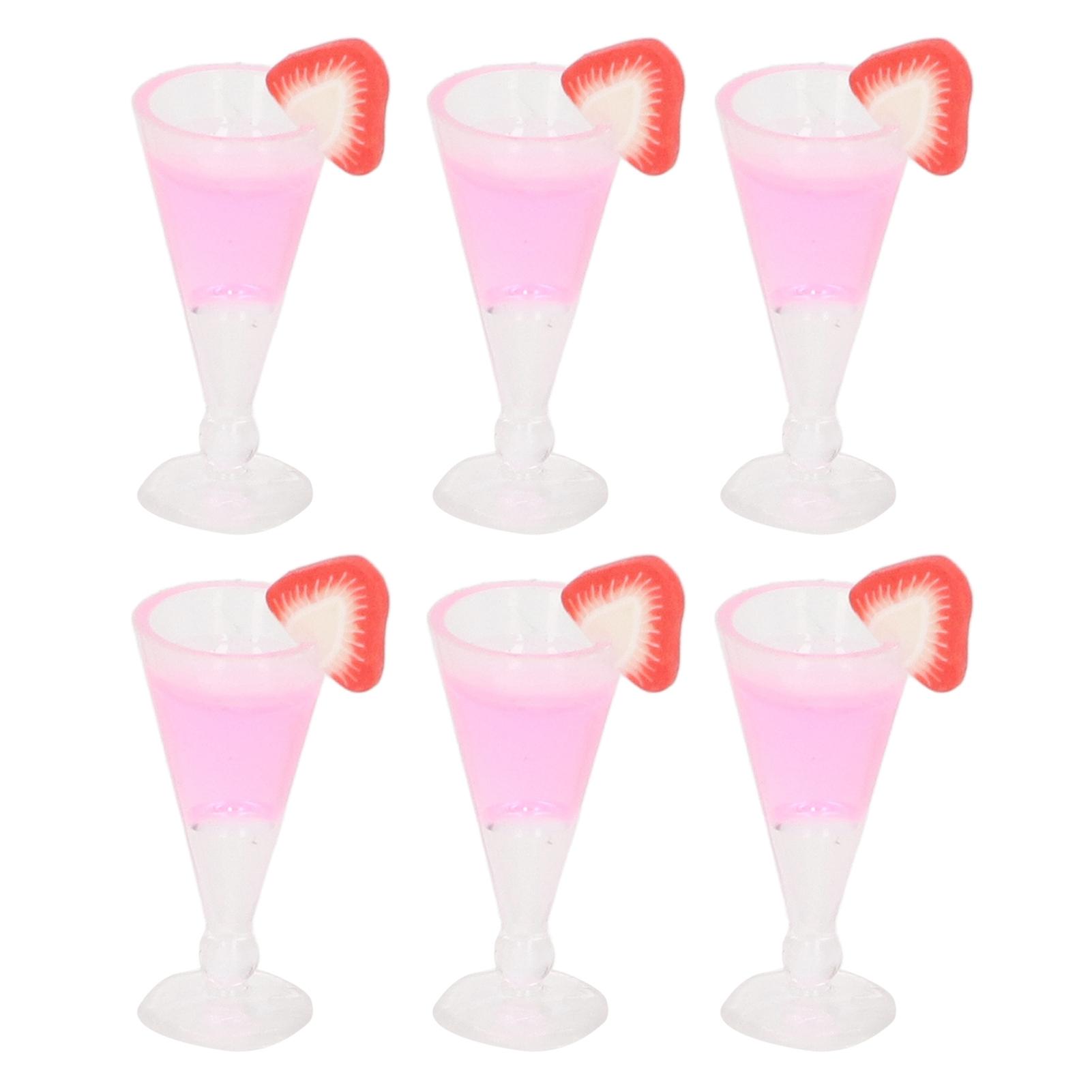 20Pcs Dollhouse Cocktail Glasses Simulation Life Scene 1/12 Scale Mini Cocktail Glasses Toy Doll House Decoration Pink