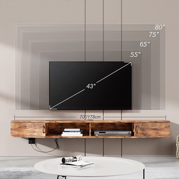 Fitueyes 70'' Floating TV Stand Wall Mounted TV Shelf Media Console