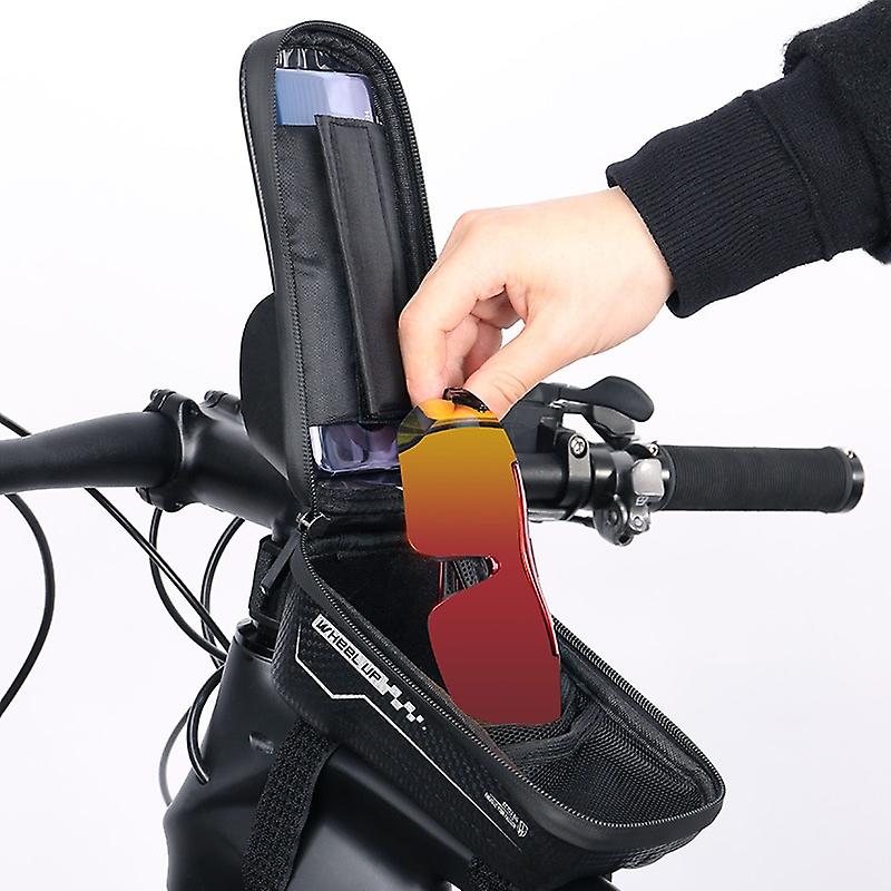 7 Inch 1.5 L Bike Phone Mount Front Frame Bag Waterproof Bicycle Top Tube Handlebar Bags With Reflective Anti-glare Suitable For Mobile Phone