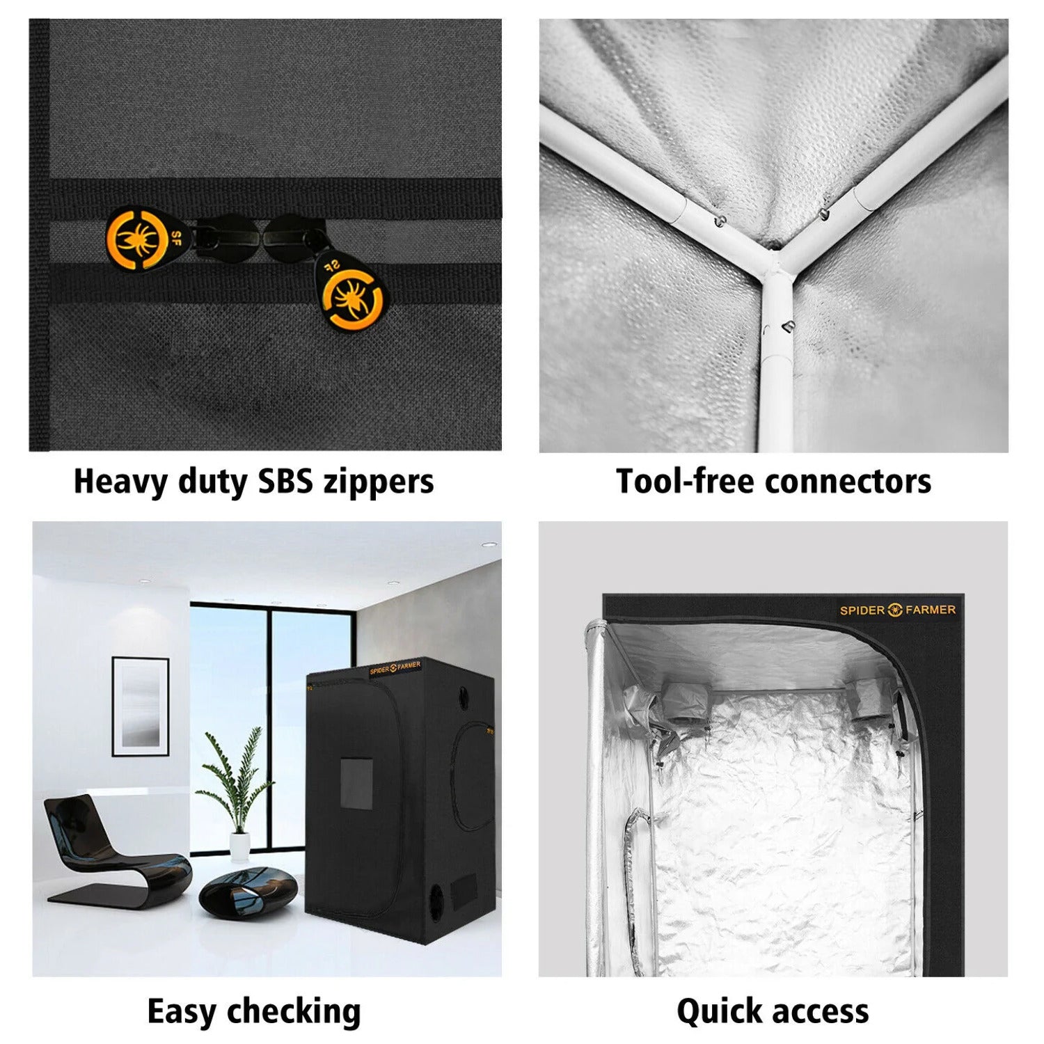 Spider Farmer 5’x5’x6.5′ 150cm x 150cm x 200cm Indoor Grow Tent