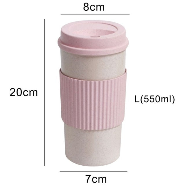 Wheat Fiber Straw Coffee Mug Double-wall Insulation Eco-friendly Coffee Cup Travel Leakproof Gift Mugs