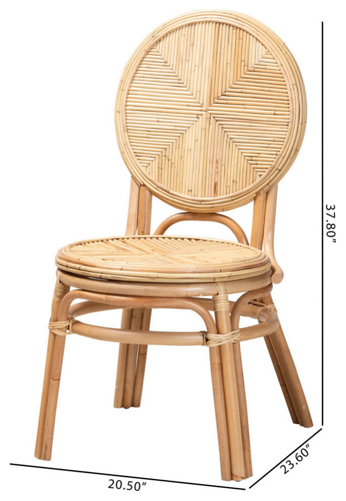 Vina Natural Brown Rattan Dining Chair   Beach Style   Dining Chairs   by Baxton Studio  Houzz