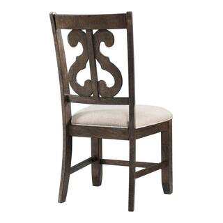 Stanford Wooden Swirl Smokey Walnut Back Side Chair Set DST150SC