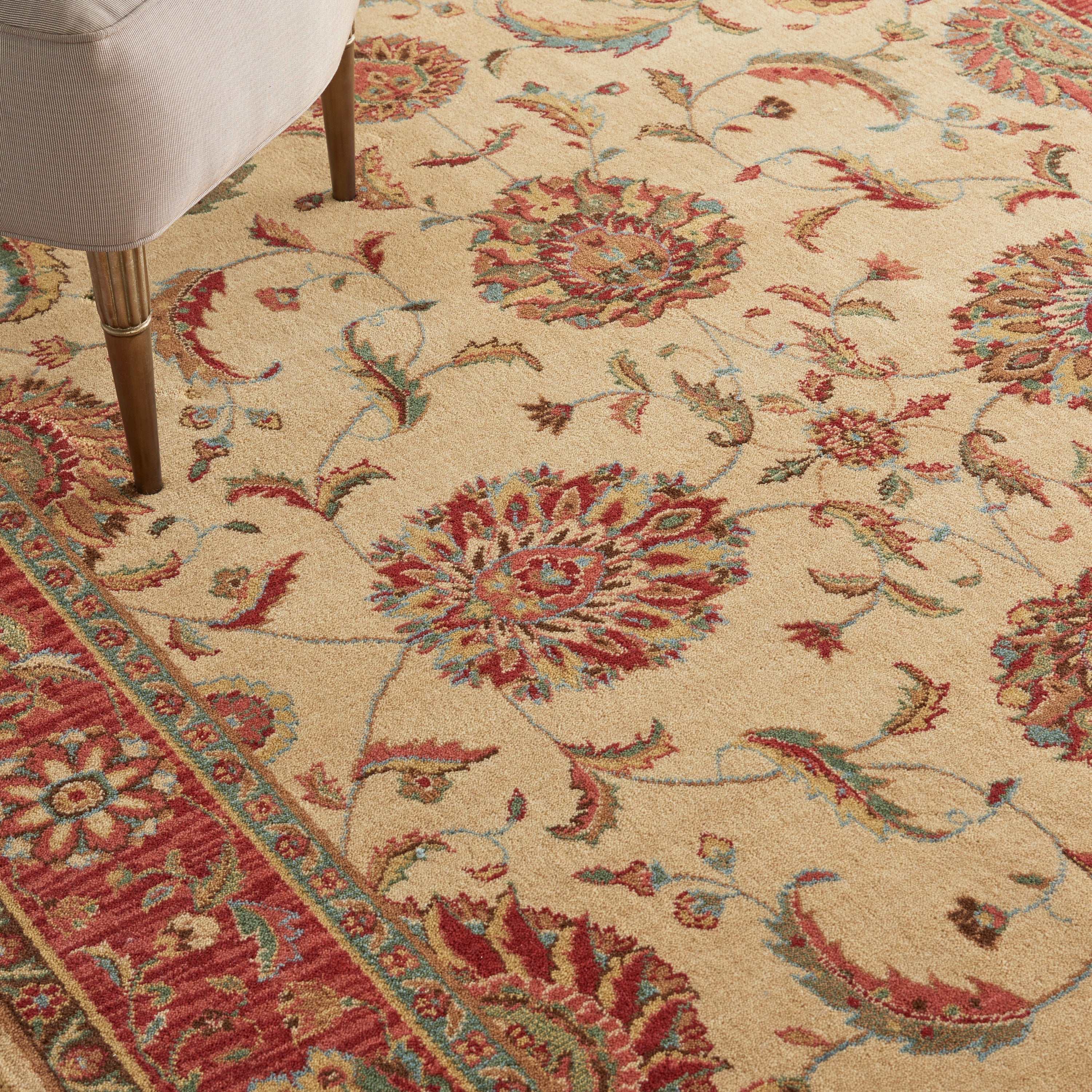 Living Treasures Ivory/Red Rug