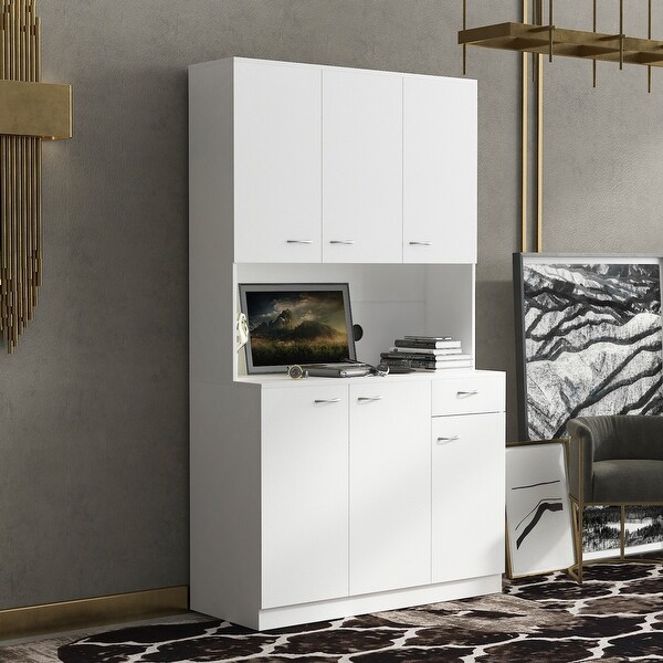 Wardrobe with 6-Doors， 1-Open Shelves and 1-Drawer - - 37065678