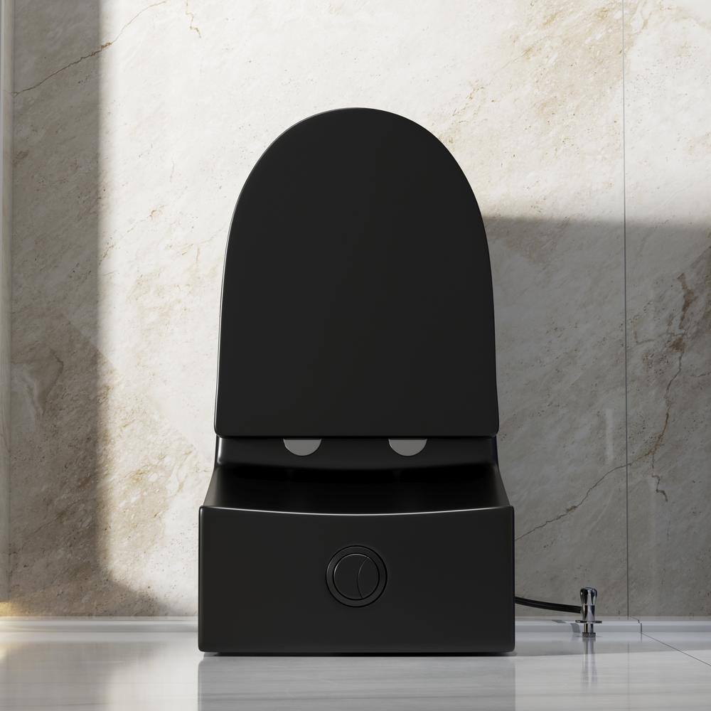 Hanikes One-Piece Toilet 1.11.6 GPF Dual Flush Elongated Toilet in Black Seat Included WaterSense Toilet AR80B