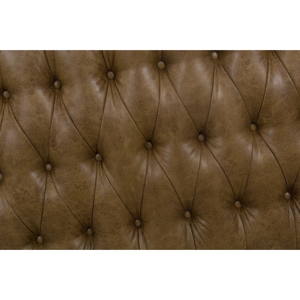 HomePop Draper Light Brown Button tufted Large Ottoman