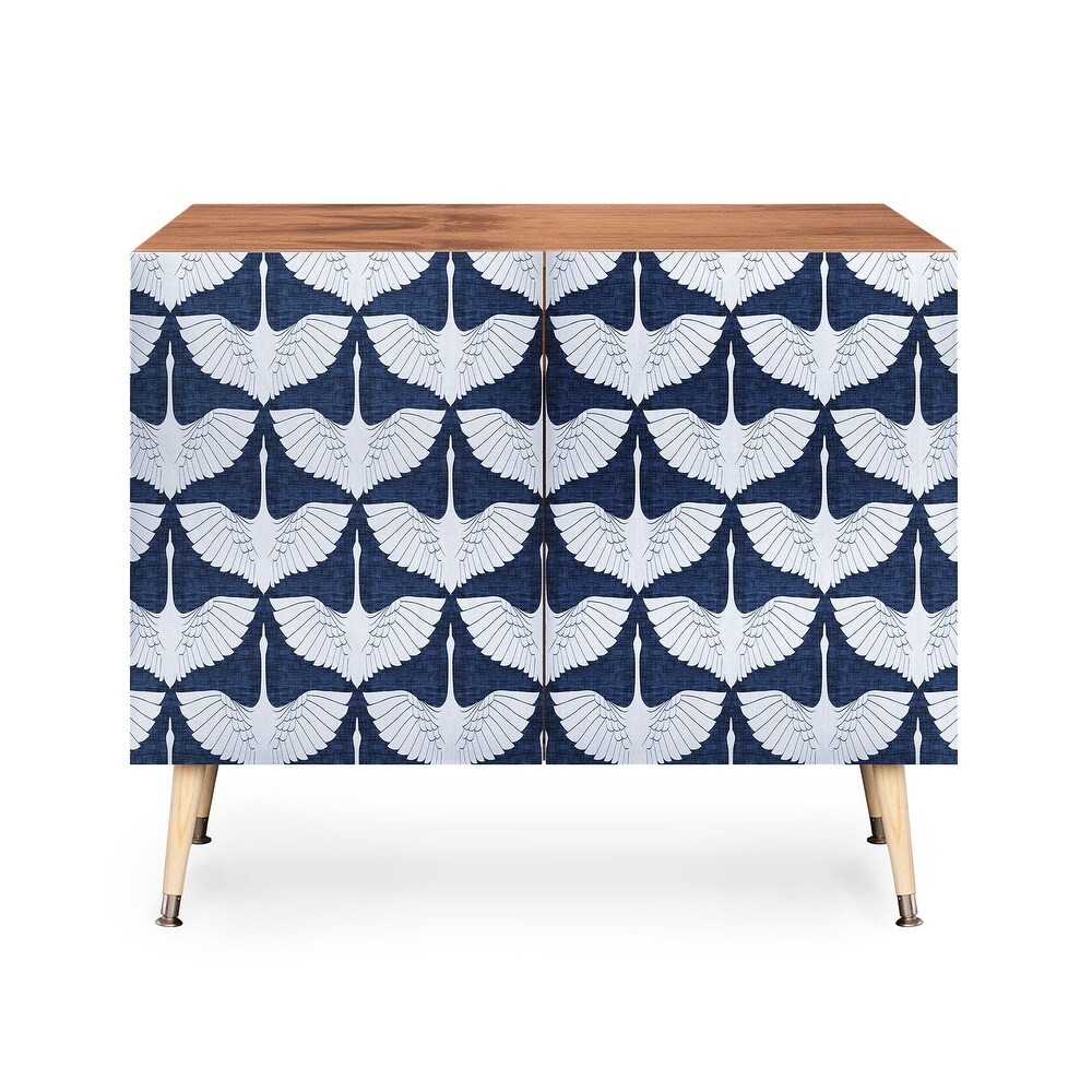 Caroline Okun Imperial Crane Indigo Made to Order Credenza Cabinet