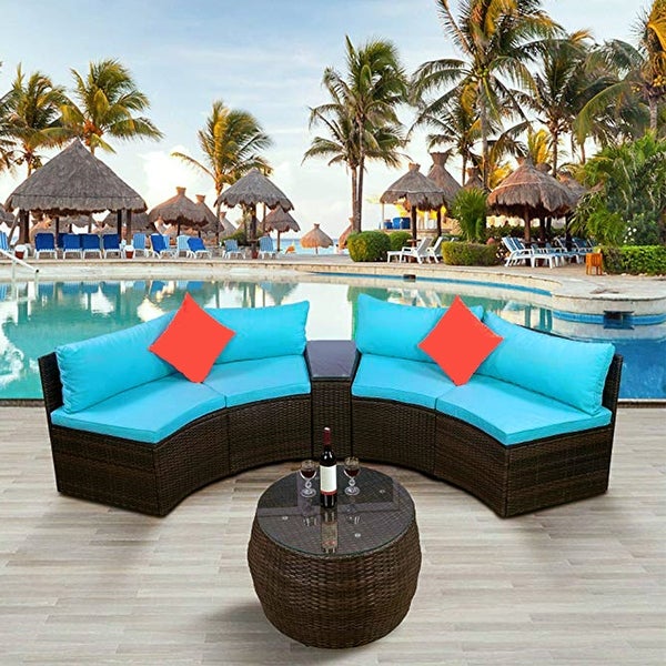 4-Piece Patio Furniture Sets with Two Pillows - Overstock - 37052324