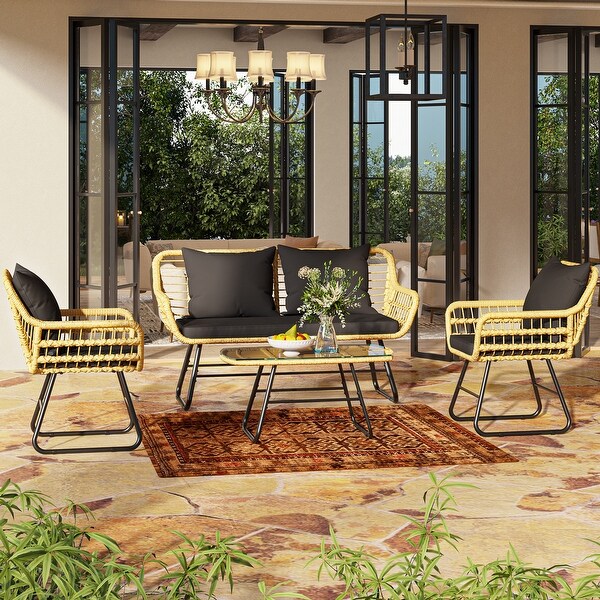 Moasis 4Piece Patio Furniture Wicker Outdoor Bistro Set