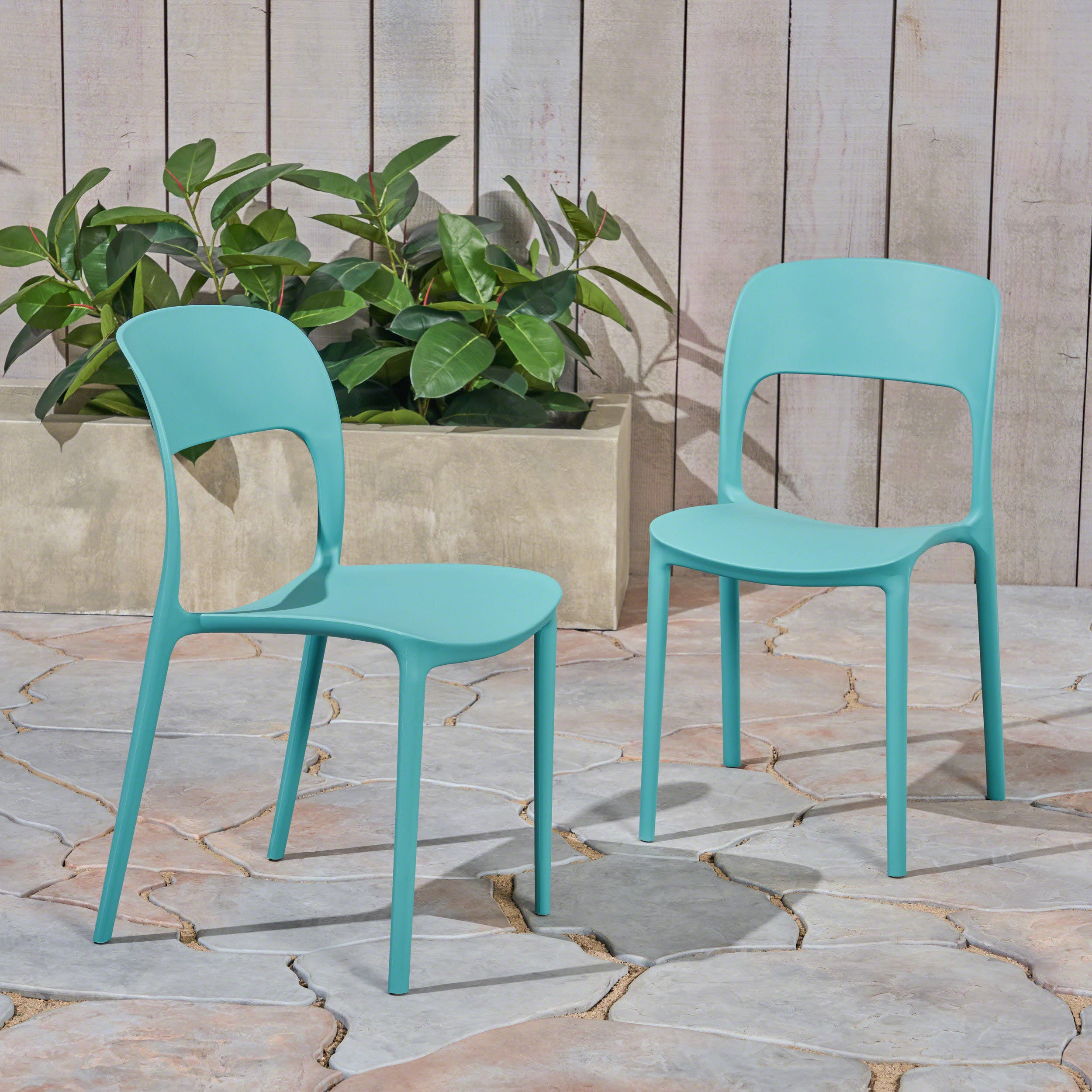 Dean Outdoor Plastic Chairs (Set of 2)