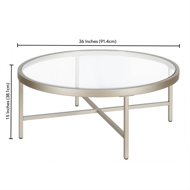 Round Metal Base Coffee Table In Nickel And Gray Henn amp hart