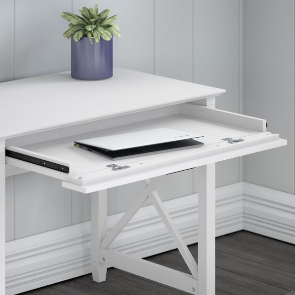 Bush Furniture Key West 54W Computer Desk with Storage and 2 Drawer Lateral File Cabinet in Pure White Oak