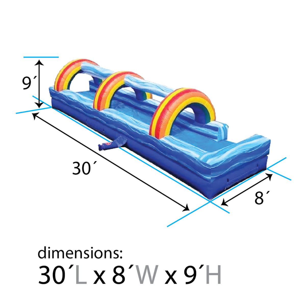 TentandTable Commercial Inflatable Slip n Slide, Blue Marble with Blower, 30'