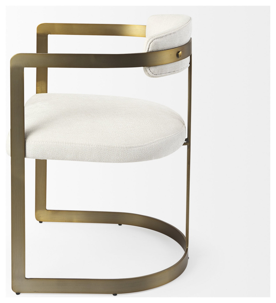 Curvy Gold and White Upholstered Dining Armchair   Contemporary   Dining Chairs   by UStradeENT LLC  Houzz