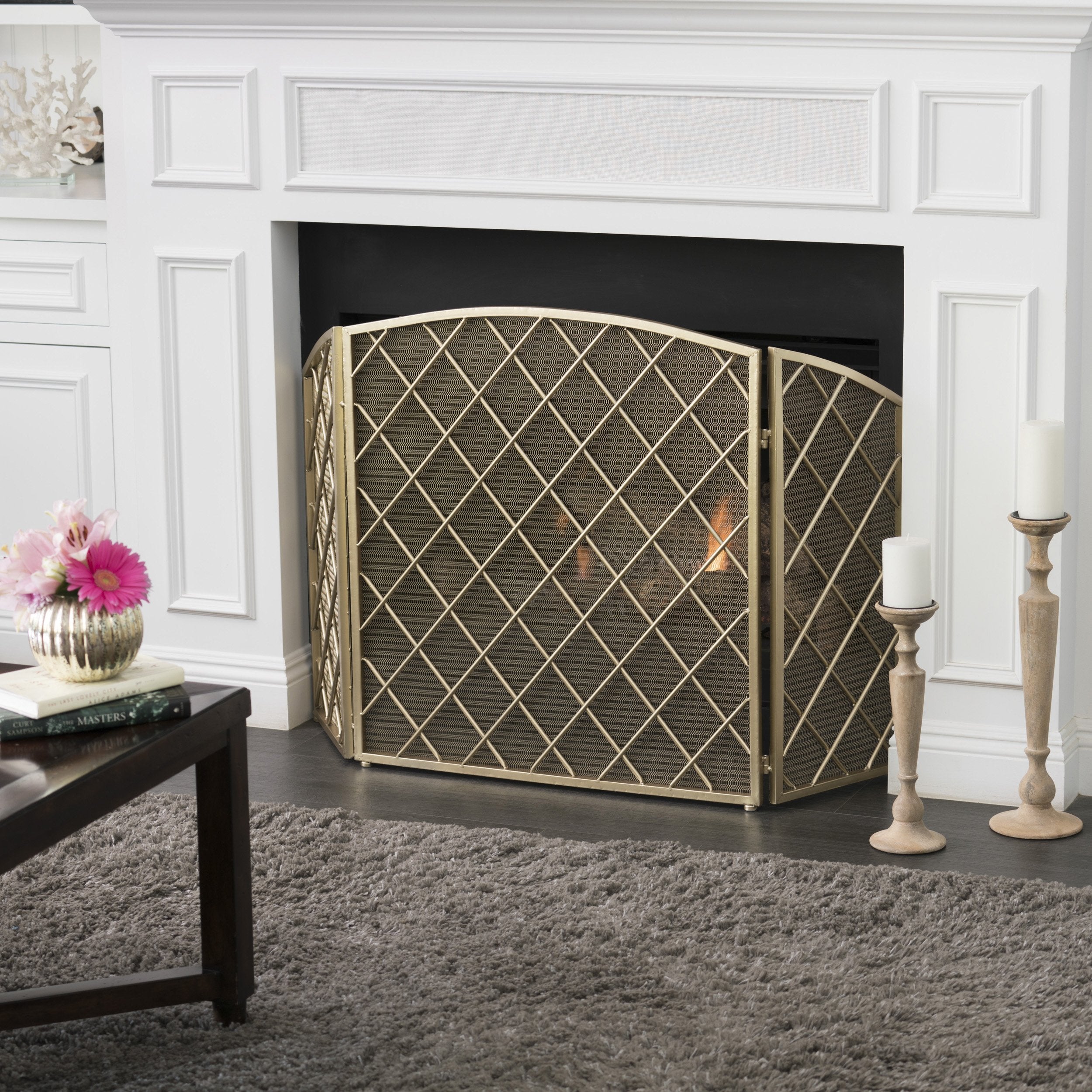 Angella 3 Panelled Iron Fireplace Screen