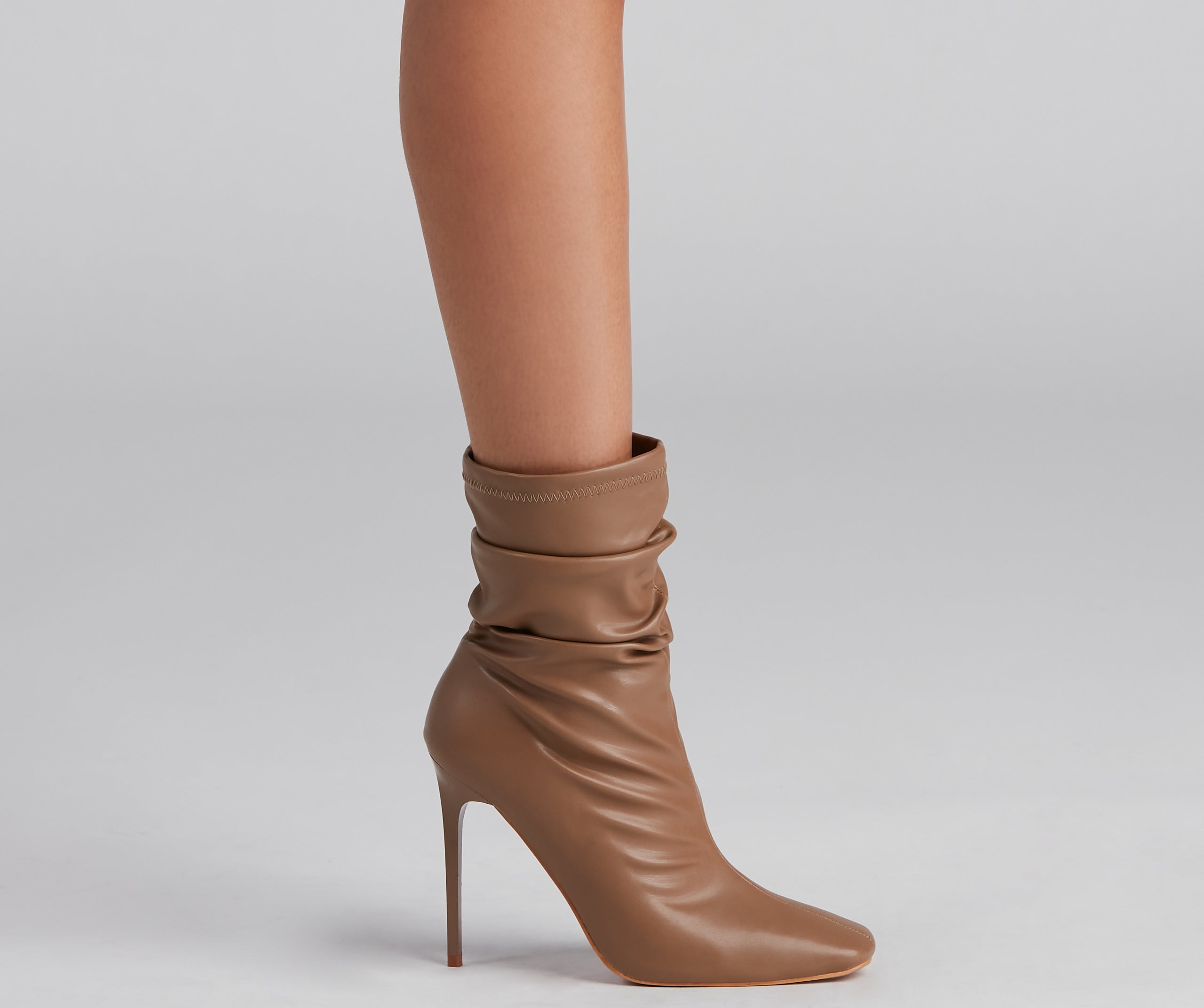 Ruched Life Faux Leather Booties