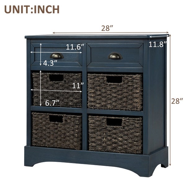 Modern Storage Cabinet with Two Drawers and Four Basket