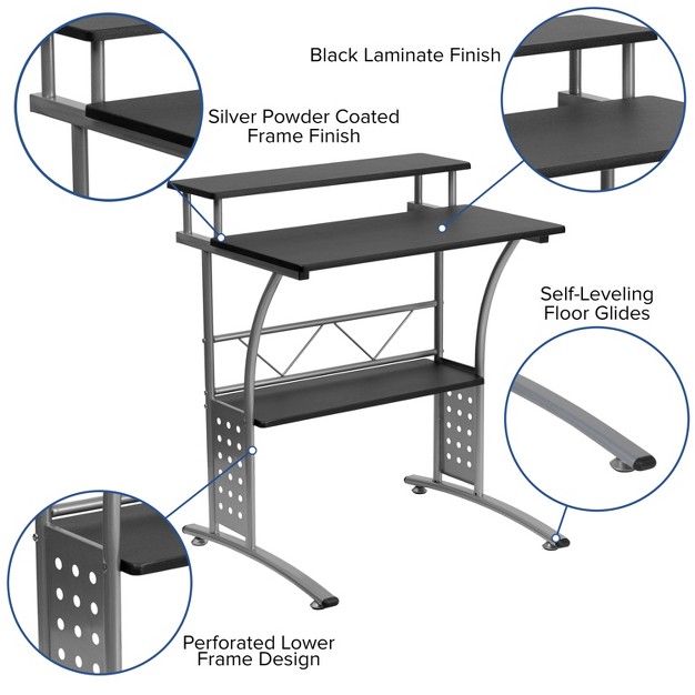 Flash Furniture Work From Home Kit Black Computer Desk Ergonomic Mesh Office Chair And Locking Mobile Filing Cabinet With Side Handles