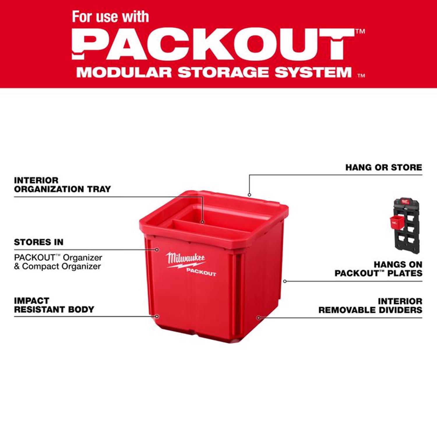 MW Packout Shop Storage 4 in. W X 7.3 in. H Garage Organizer Small Parts Bin Set Red