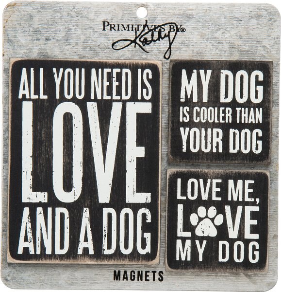 Primitives By Kathy Wooden Dog Magnet Set， 3 count